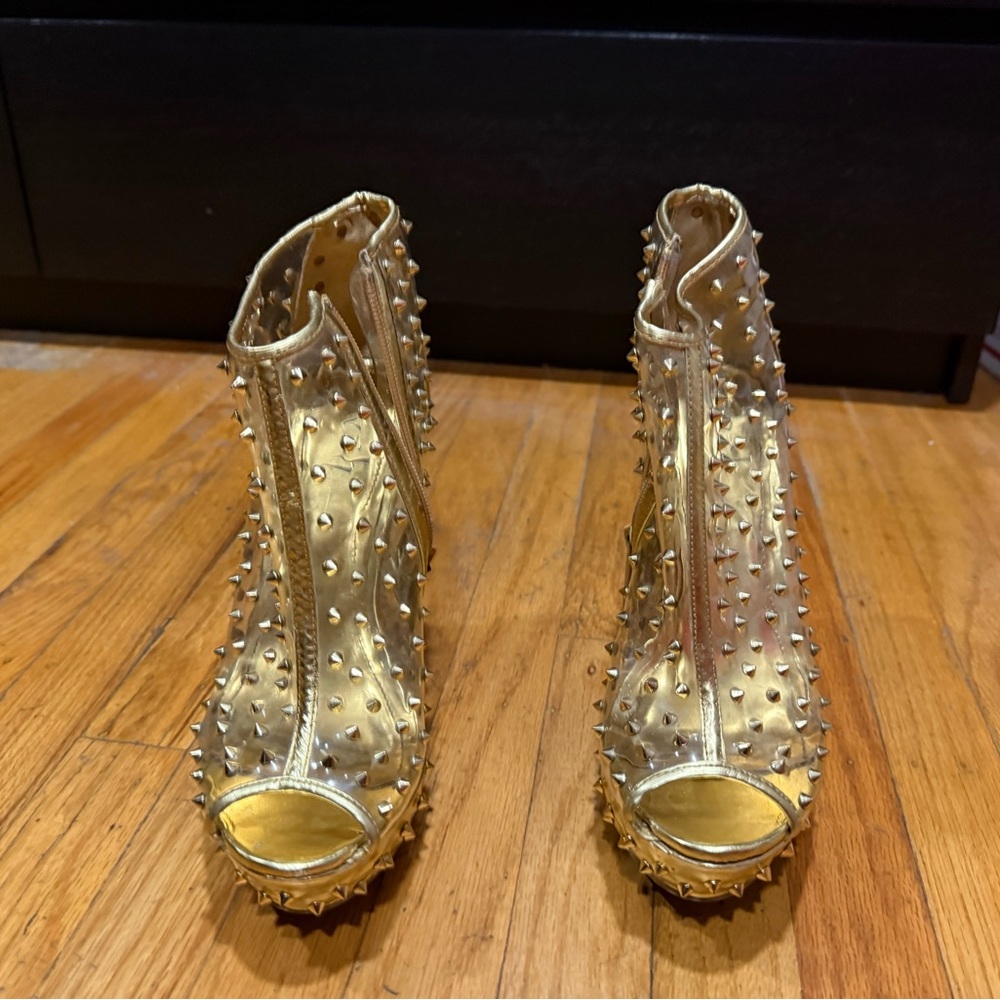Posh Gold Glitter Heels with Lace-Up Detail